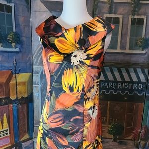 Orange & Black Floral Dress Size 4
